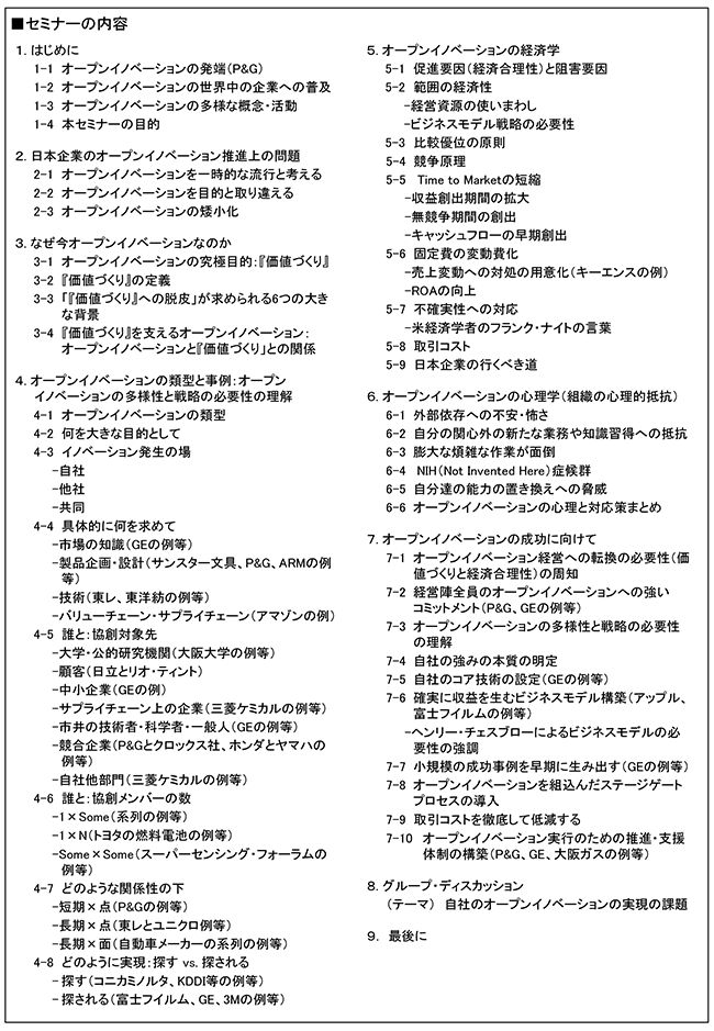 事業における継続的成功に向けたオープンイノベーションの正しい理解とそれを踏まえた具体的な取り組み策、開催日： 2019年2月19日（火） 開催場所：東京