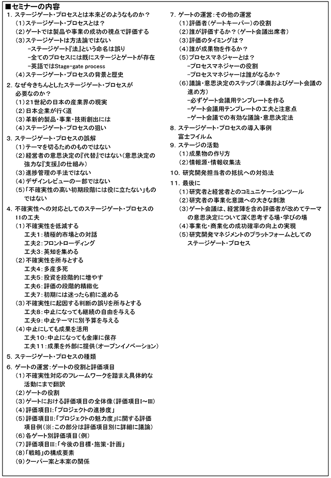 ステージゲート・プロセスを活用したR＆Dテーマ評価・選定のマネジメント、開催日： 7月29日（水）　【オンラインLive配信】