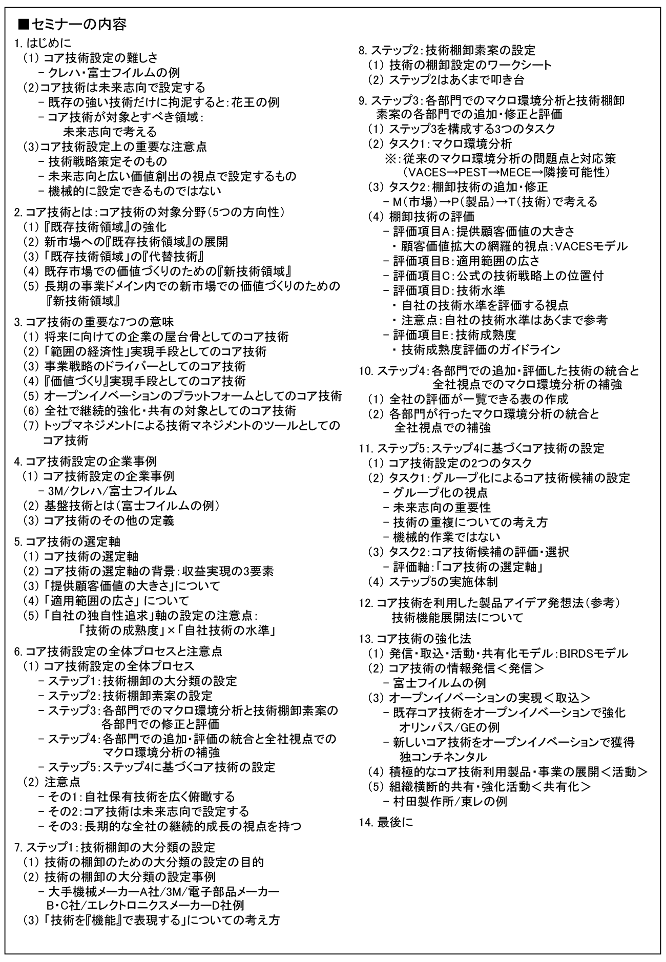 自社の長期的・持続的成長のための自社保有技術の棚卸と未来志向でのコア技術の設定、開催日： 2021年4月14日（水） 　【オンラインLive配信】