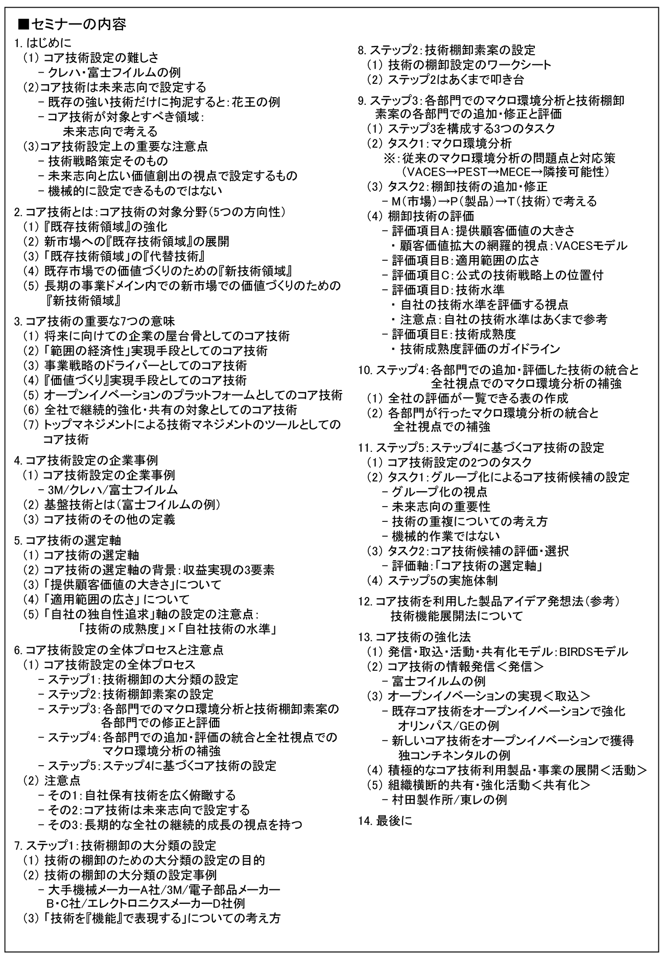 自社の長期的・持続的成長のための自社保有技術の棚卸と未来志向でのコア技術の設定、開催日： 2022年7月1日（金） 　【オンラインLive配信】